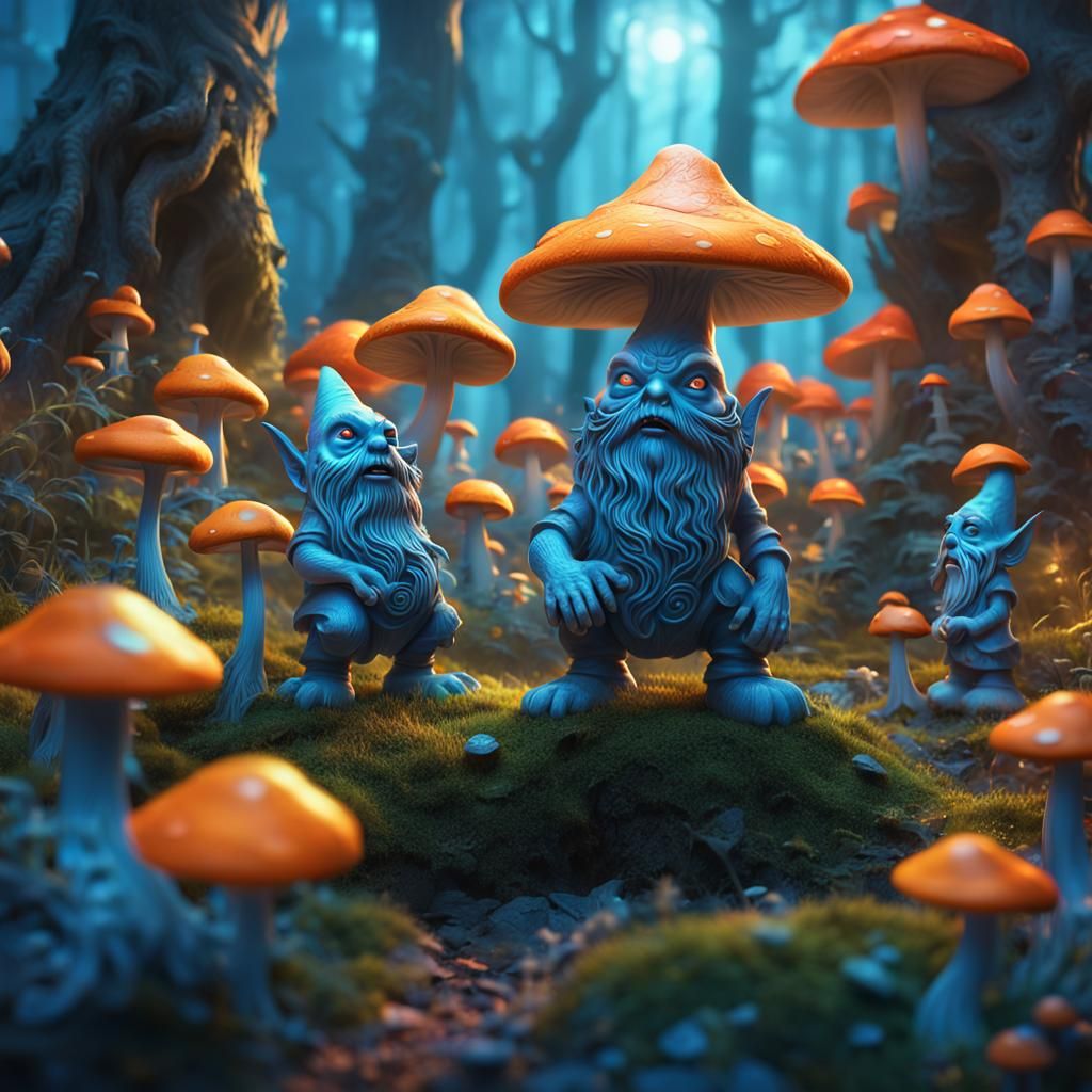 Alien Lawn Gnomes in Magical Garden