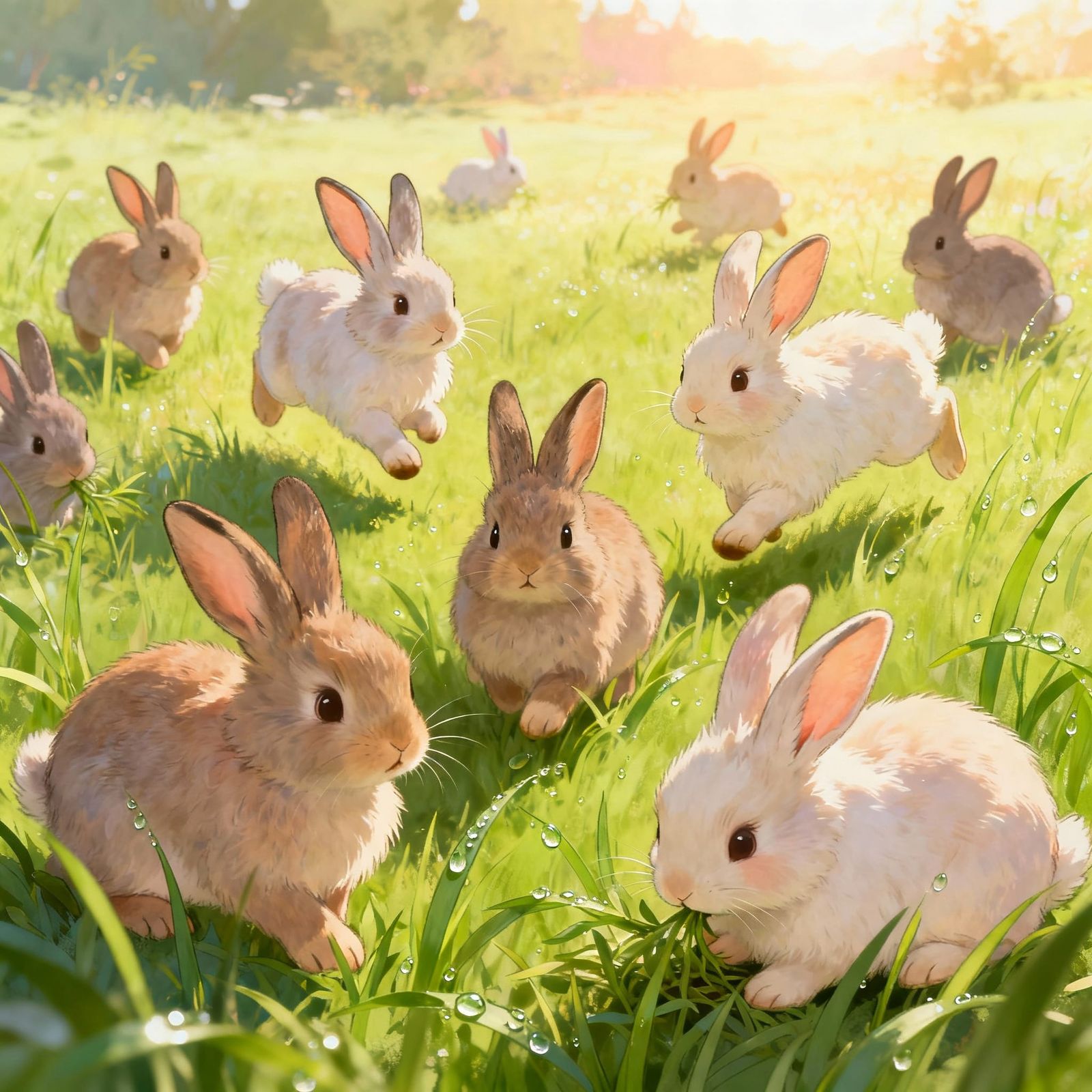 Adorable Rabbits in a Field