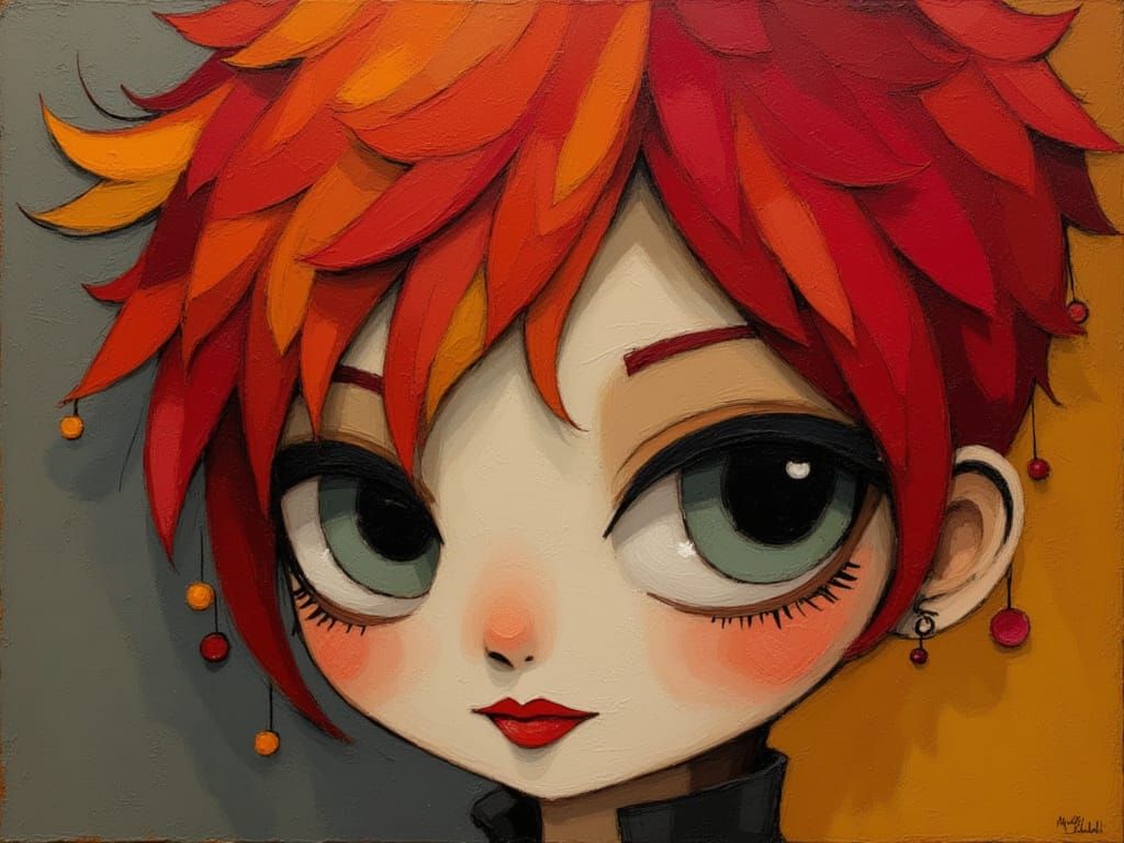 Ethereal Gypsy Punk Girl with Red Hair