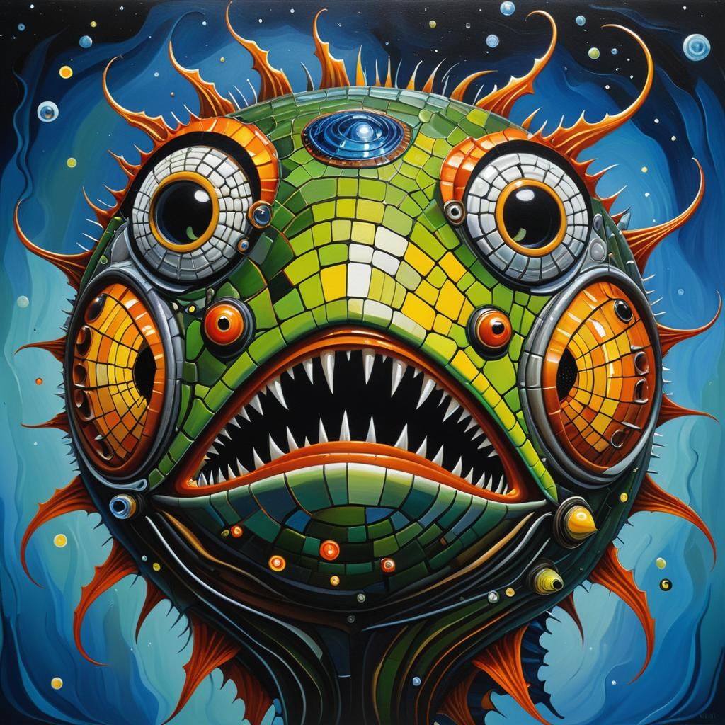 Angler Fish Oil Painting in Pop Surrealism Style