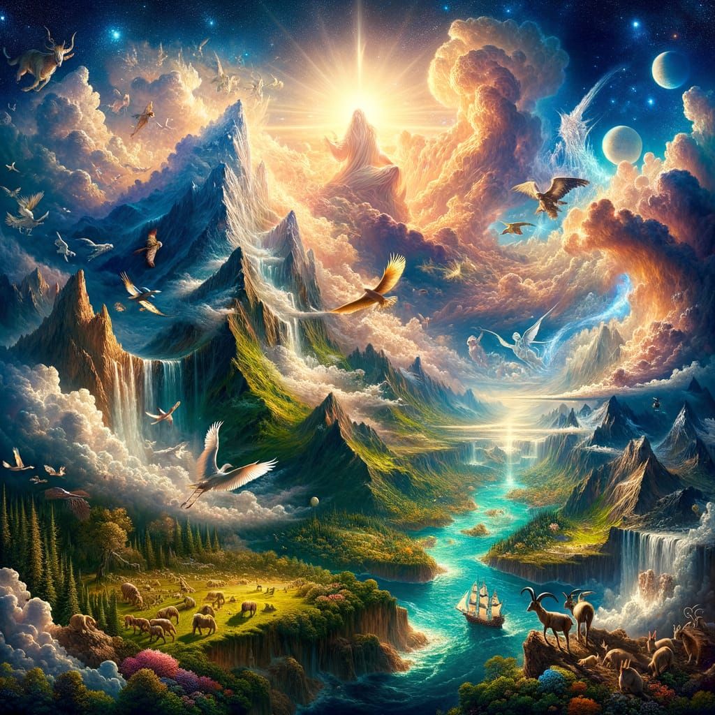 Majestic Scene of Creation and Nature in Digital Art
