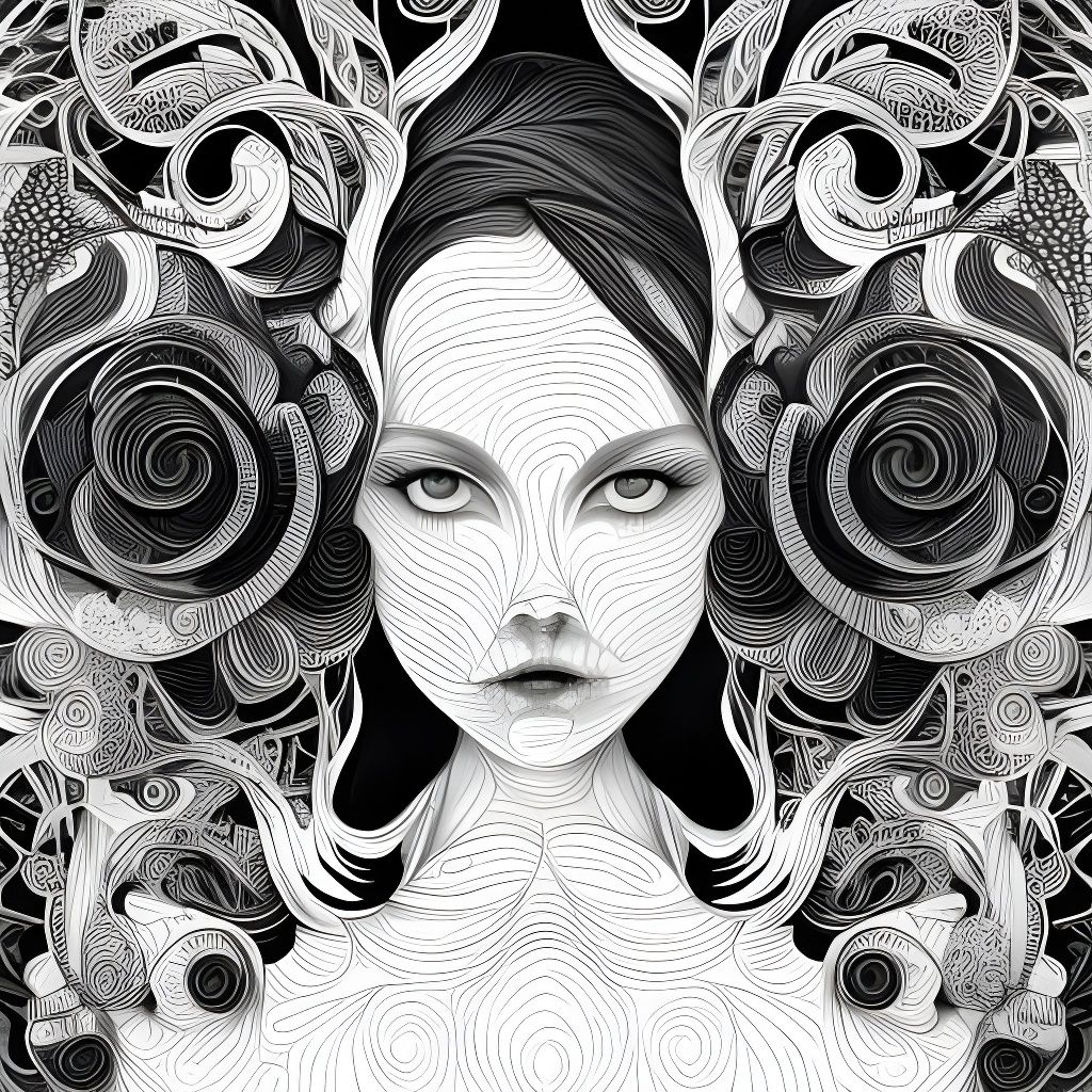 Symmetrical Black and White Fluid Lines