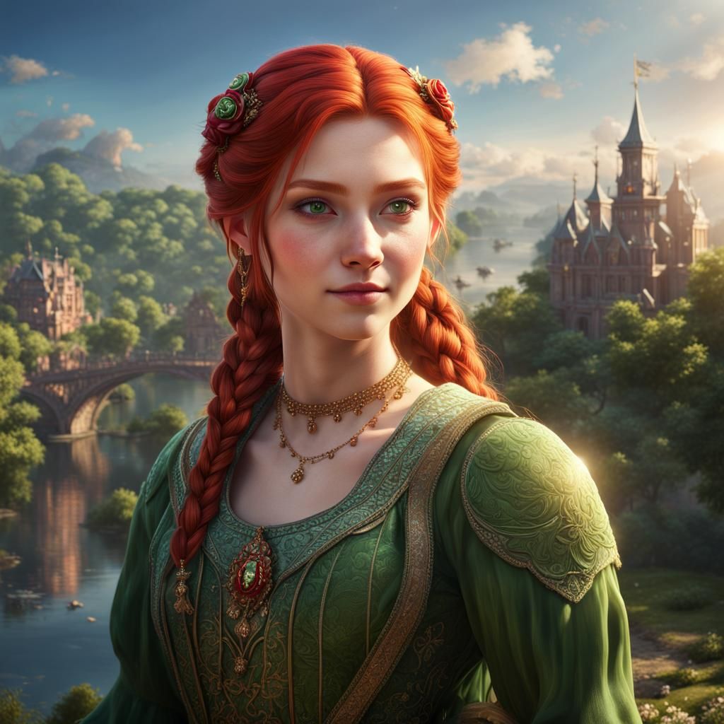 Red-Haired Girl: Fantasy Concept Art in 8k
