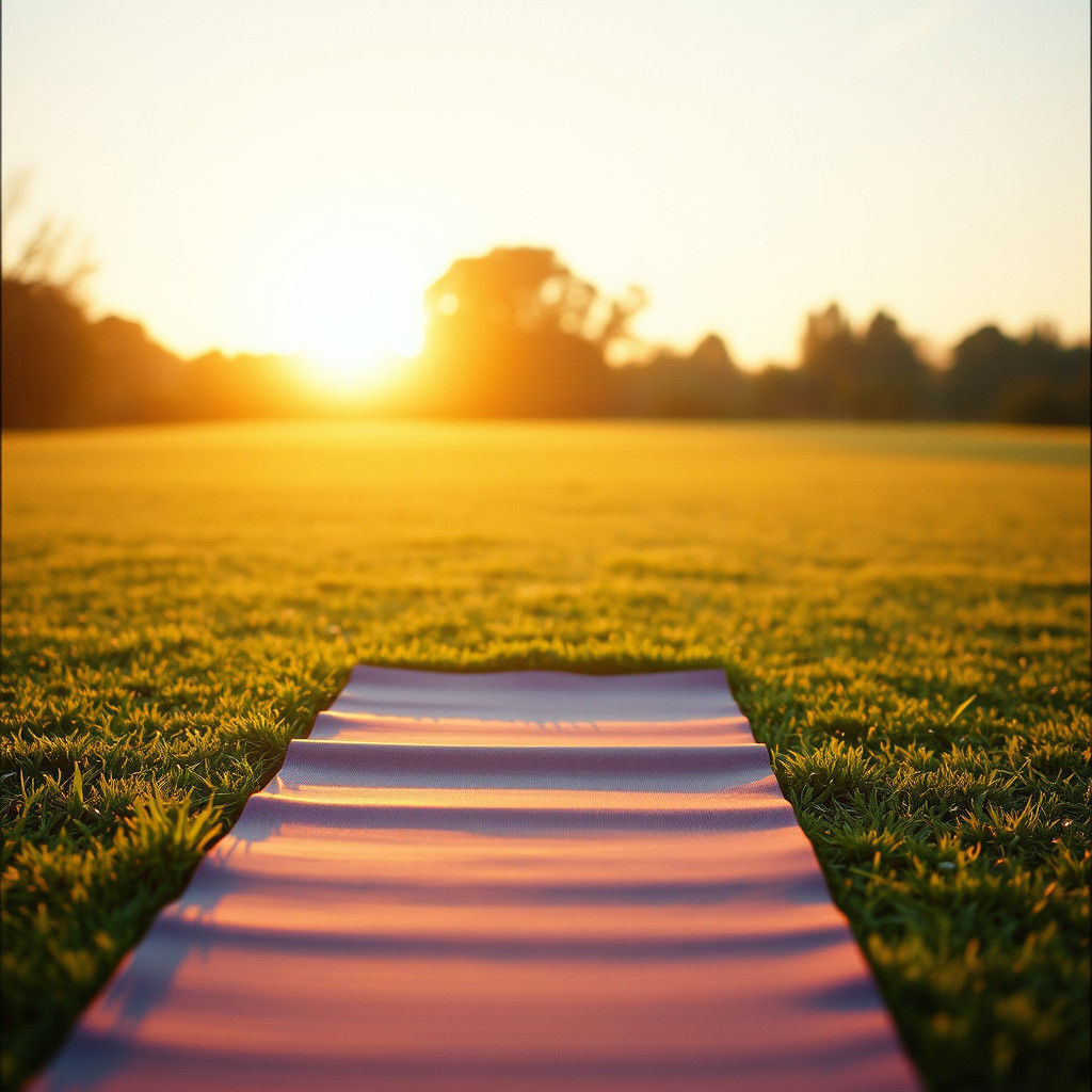 Yoga Mat at Sunrise: Serene Cinematic Scene