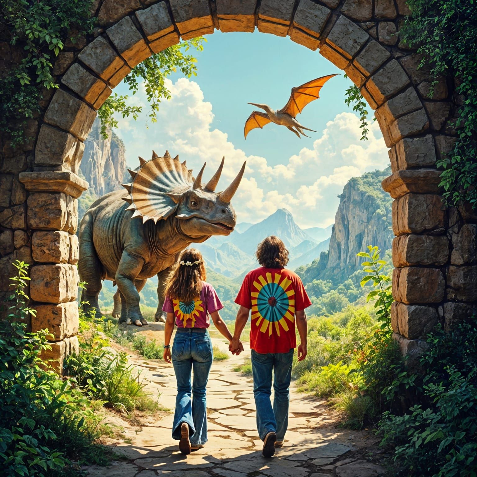 Retro Couple's Prehistoric Adventure