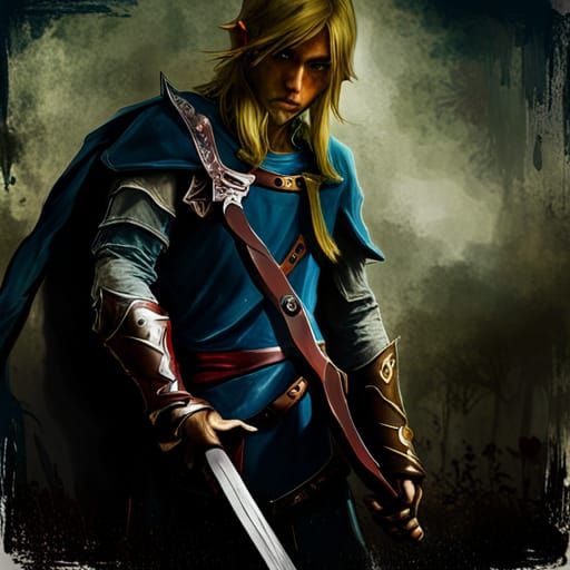 Dark Link Rises: Cinematic Portrait in ShadowBunraku Style