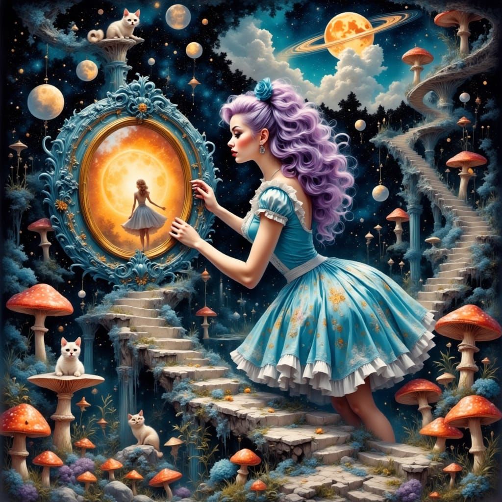 Pin-Up Alice in Shattered Mirror Space