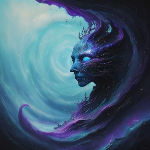 Cosmic Creature Emerges Through Reality Tear