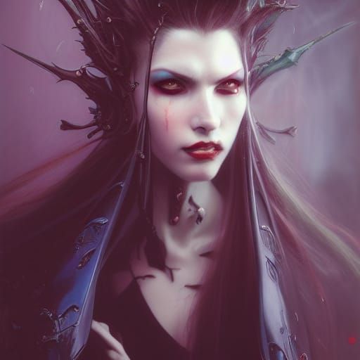 Vampirepunk Girl Portrait in Fantasy Art Style