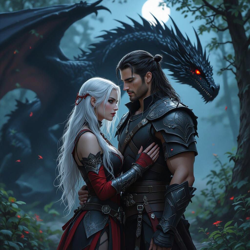 Intimate Dragon Rider Scene in Realistic Fantasy Style