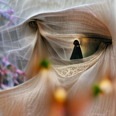 Intriguing Figure Peeking Behind the Veil