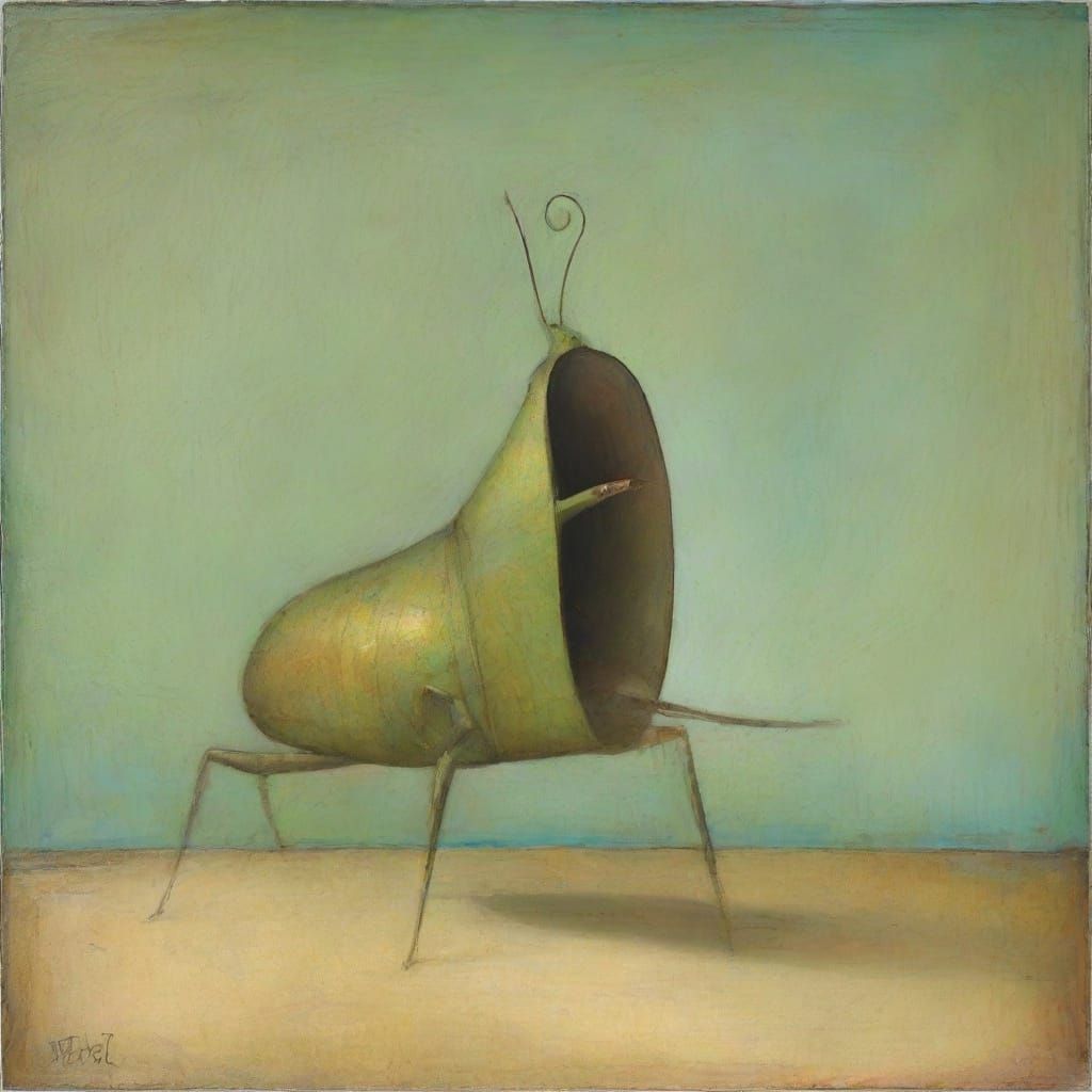 Whimsical Mantis Art in Mixed Media Style