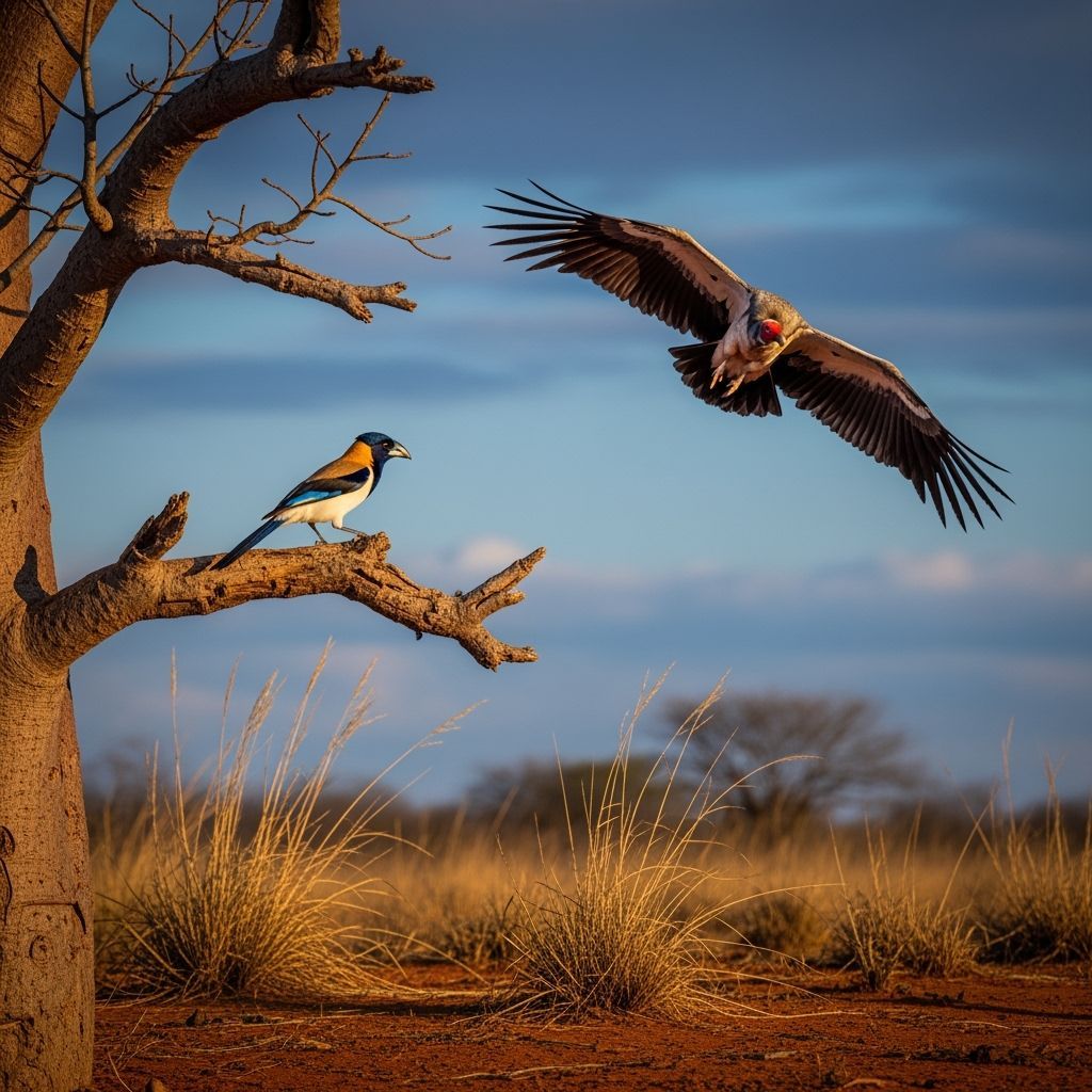 Madagascar Vanga and Vulture in Golden Light