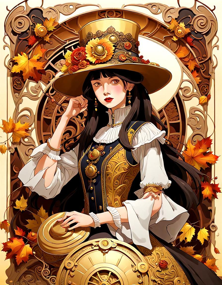 Steampunk Hat in Art Nouveau Advertising Poster Style