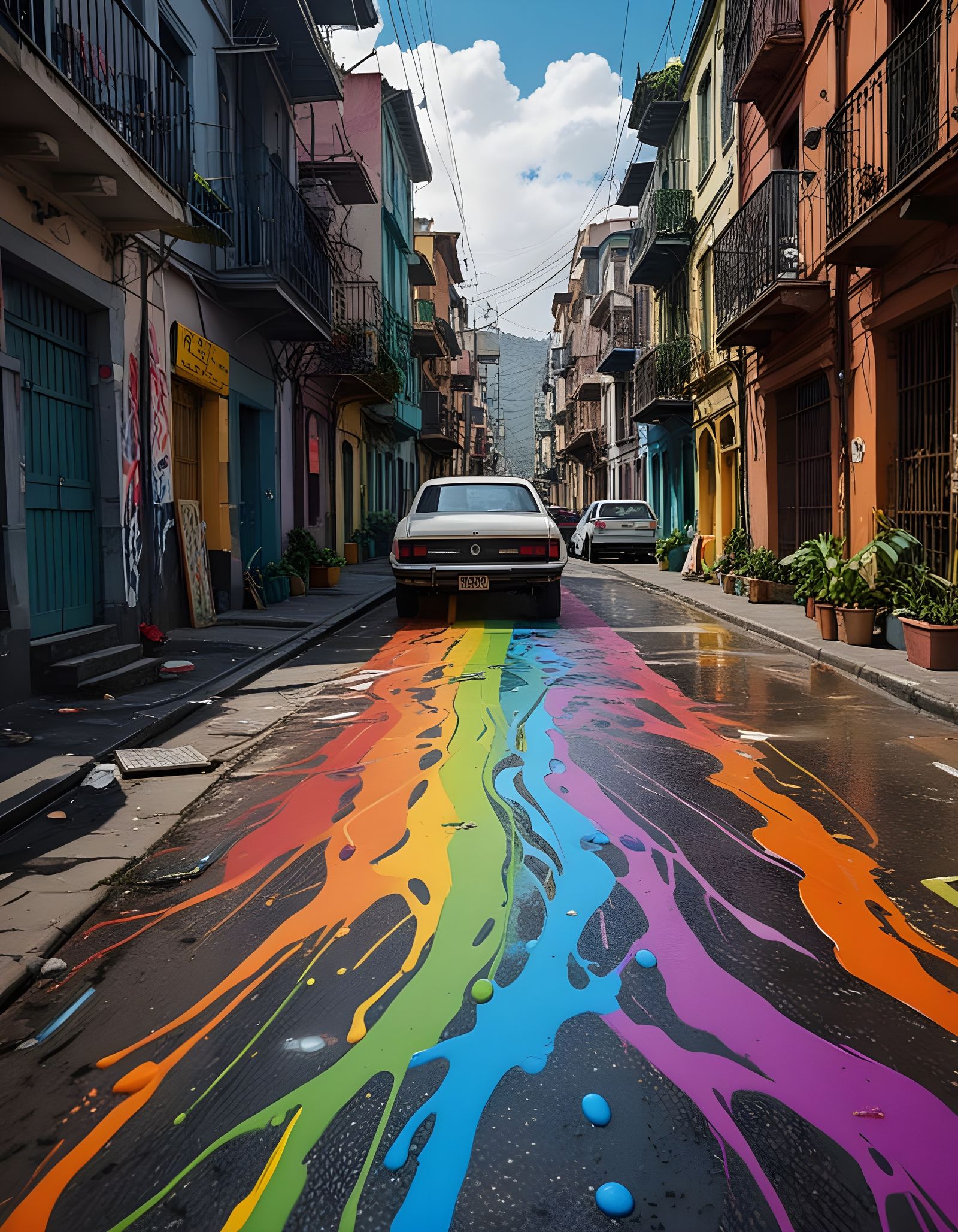 Rainbow in Andean Landscape as 3D Anime Art