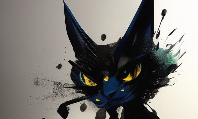 Melting Splash Cat in Ink and Acrylic Style