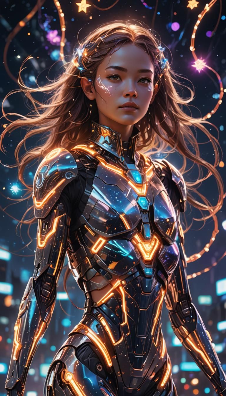 Luminous Cyborg Humanoid Concept Art