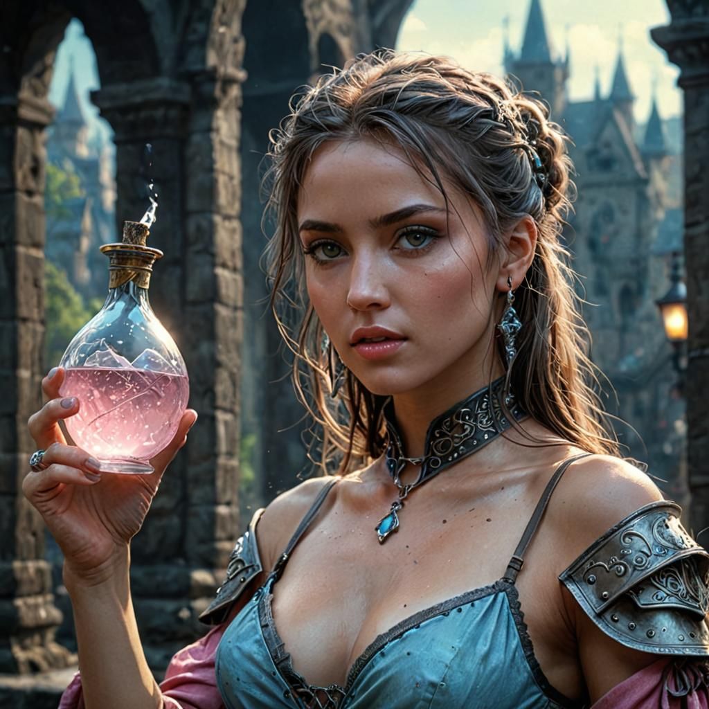 Medieval Potion Maker in D&D Style, Hyperrealistic