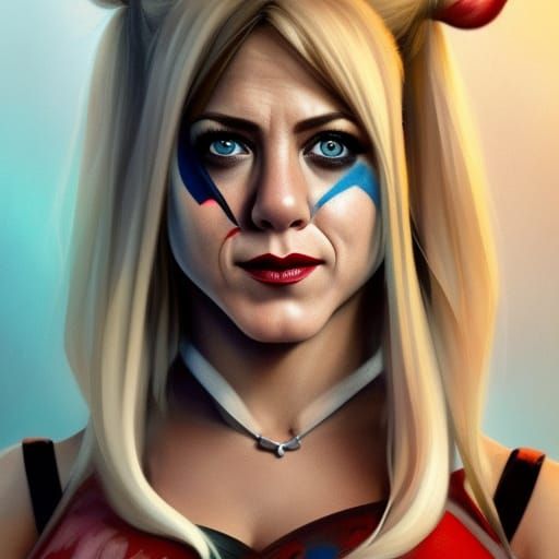 Jennifer Aniston as Harley Quinn: Detailed Digital Portrait