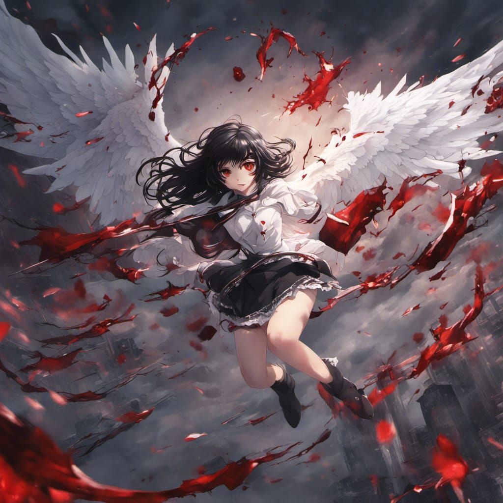 Dark Angel Girl in Anime Key Visual Style