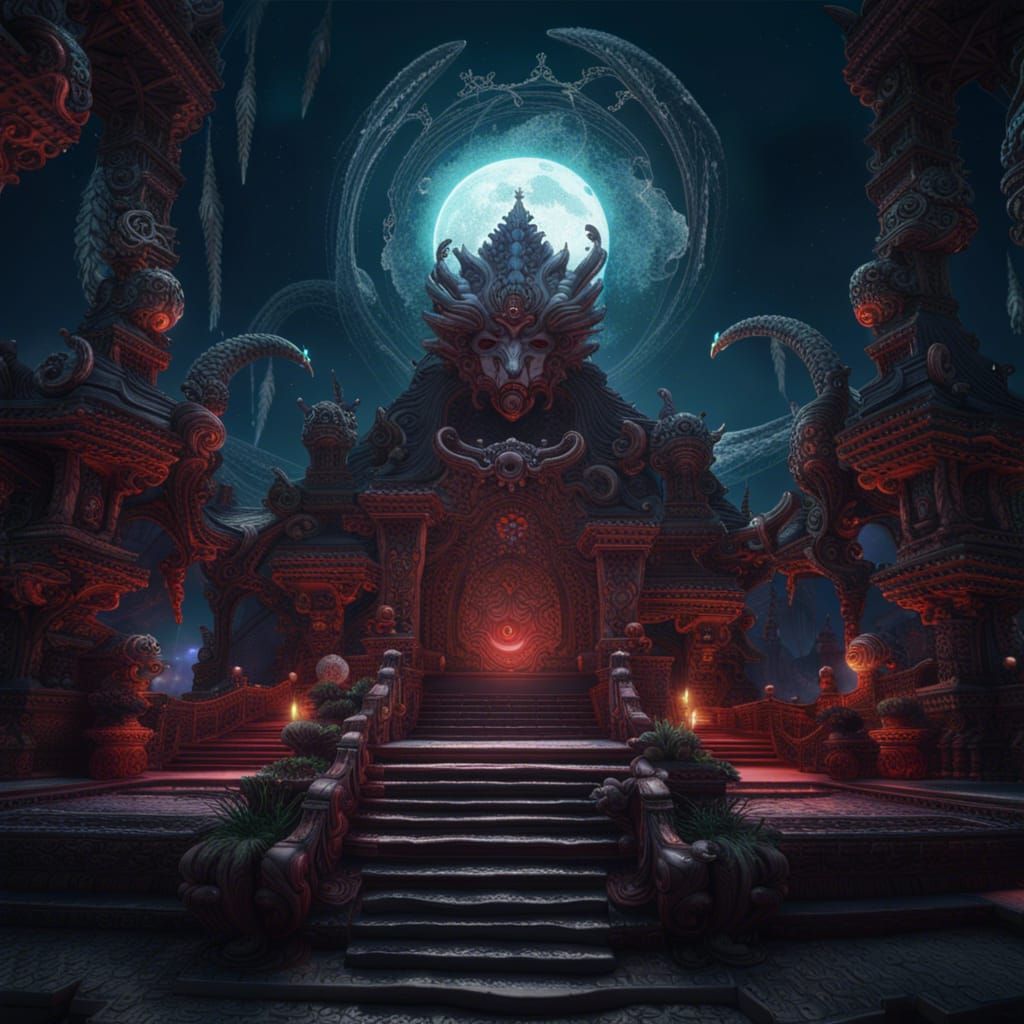 Tezcatlipoca Under Bleeding Moon: Fantasy Concept Art