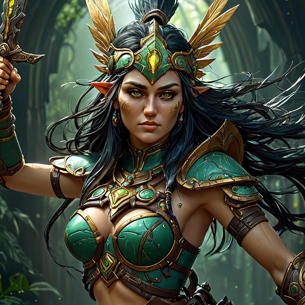 Amazon Warrior in Dark Fantasy Style
