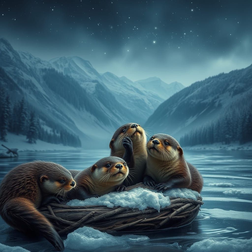 Winter Wonderland Otters Play in Snowy Swiss Mountains