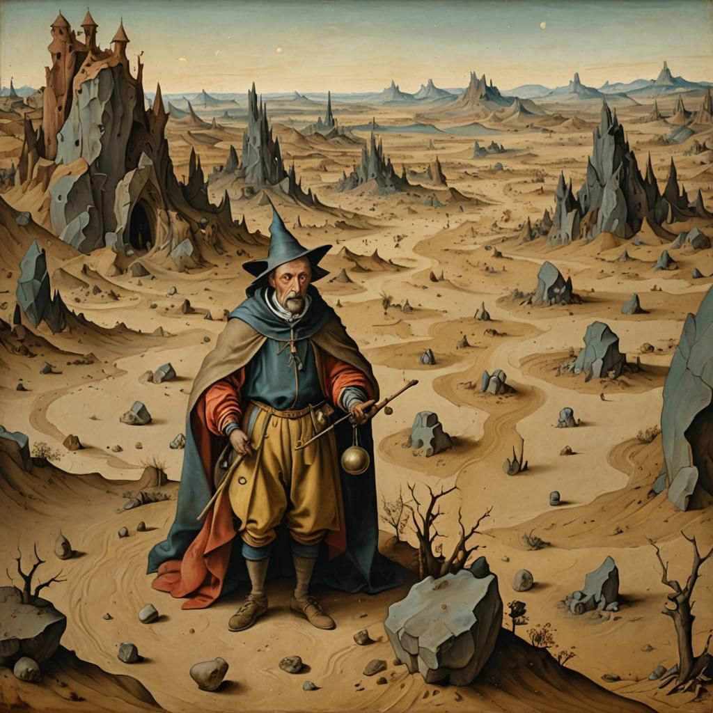 Der Gaukler in der Wüste ... in the style of Hieronymus Bosc...