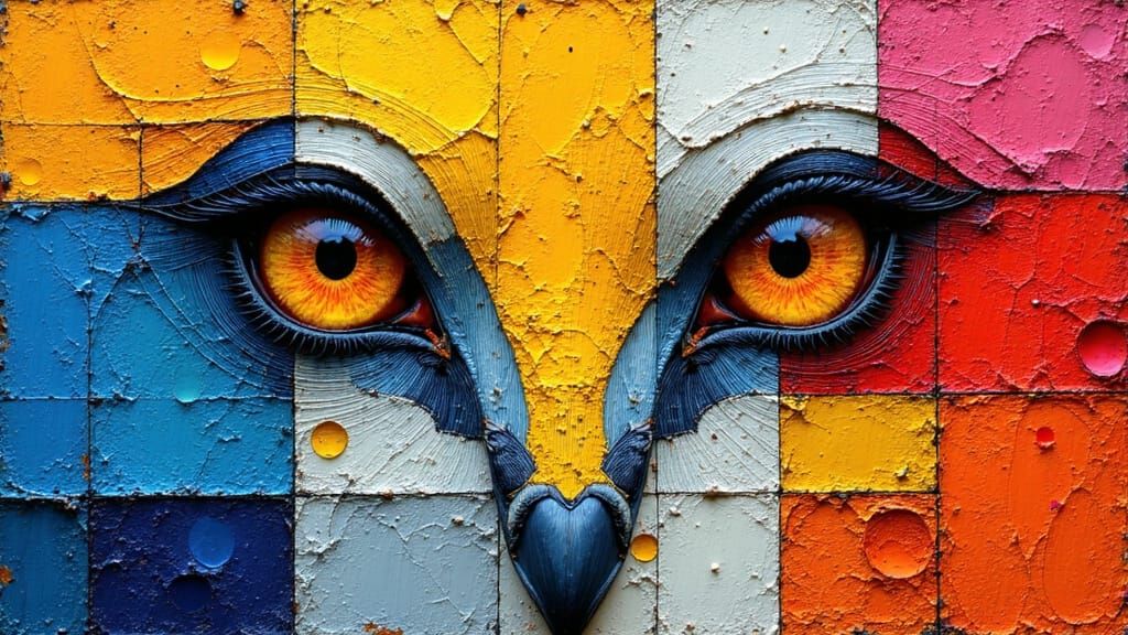 Tiger Dove's Expressive Eyes in Neo-Impressionist Oil Painti...