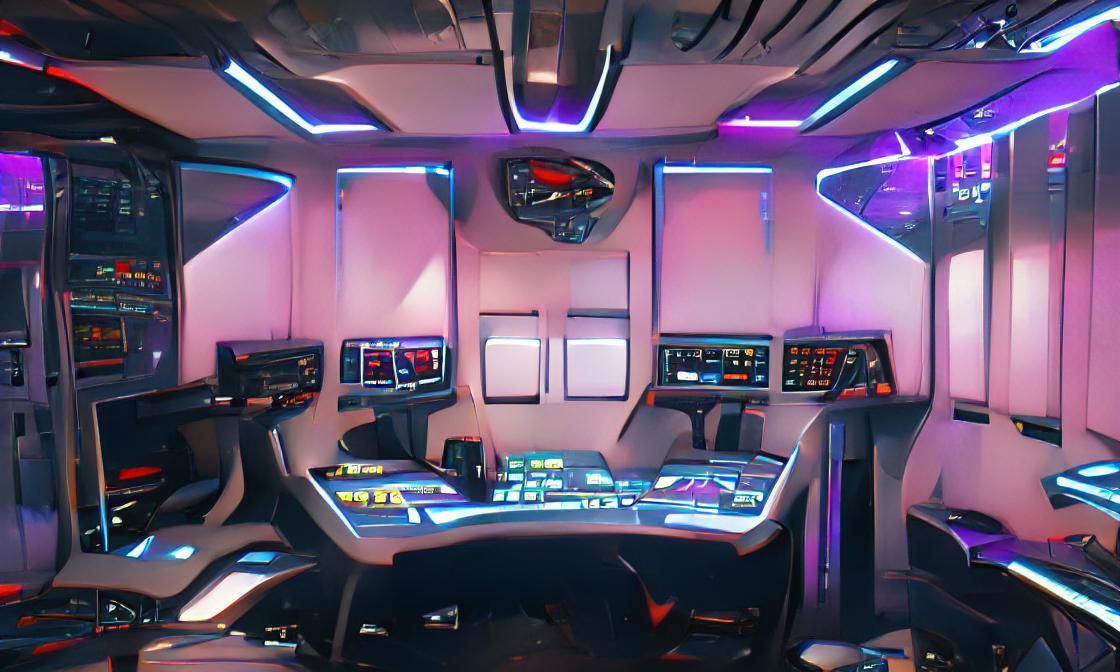 Synthwave Starship Bridge: Sci-Fi Control Room in Neon