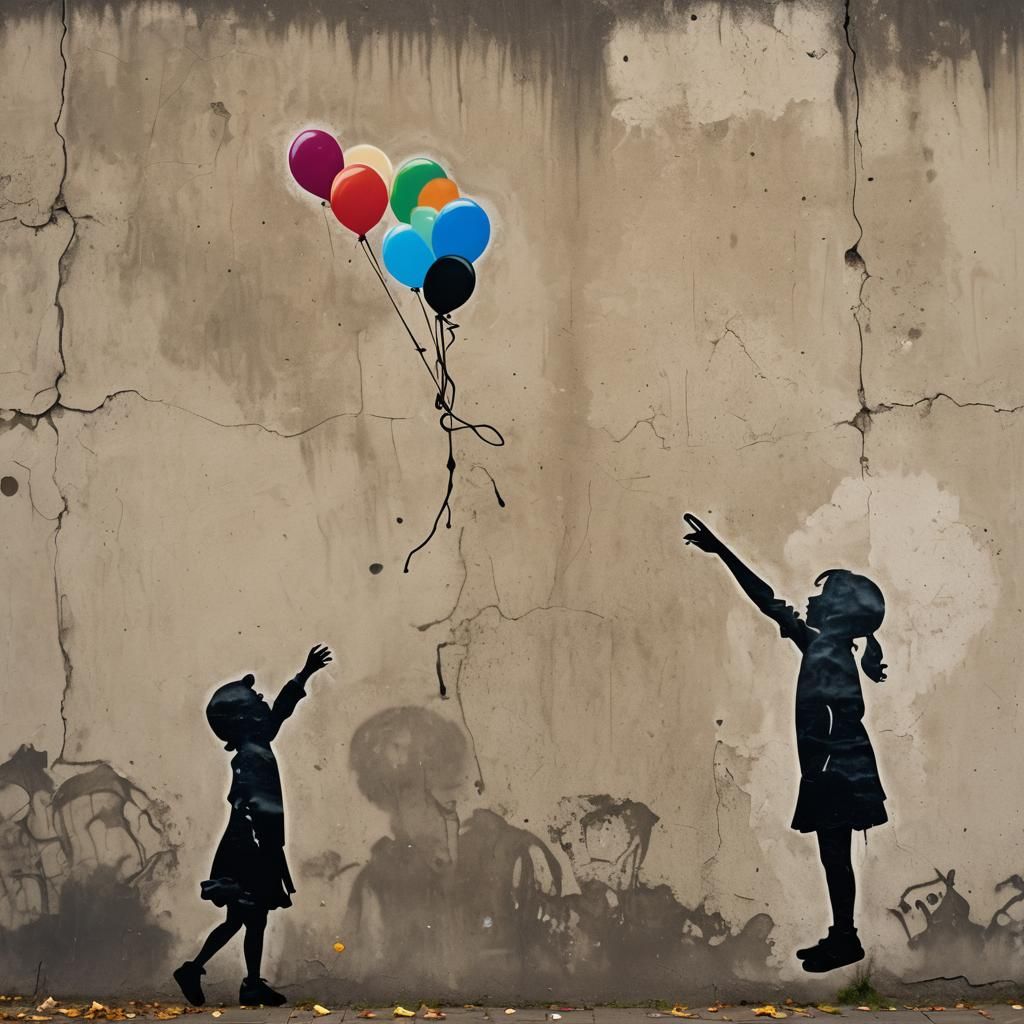 Banksy Style Cookie Balloon Graffiti Art