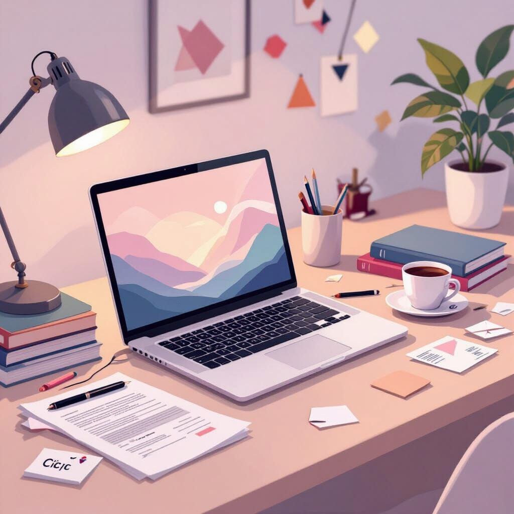Minimalist Teacher Workspace Digital Art