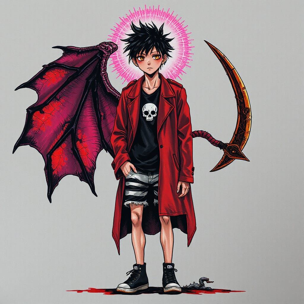 Gothic Anime Death God in Surrealist Style