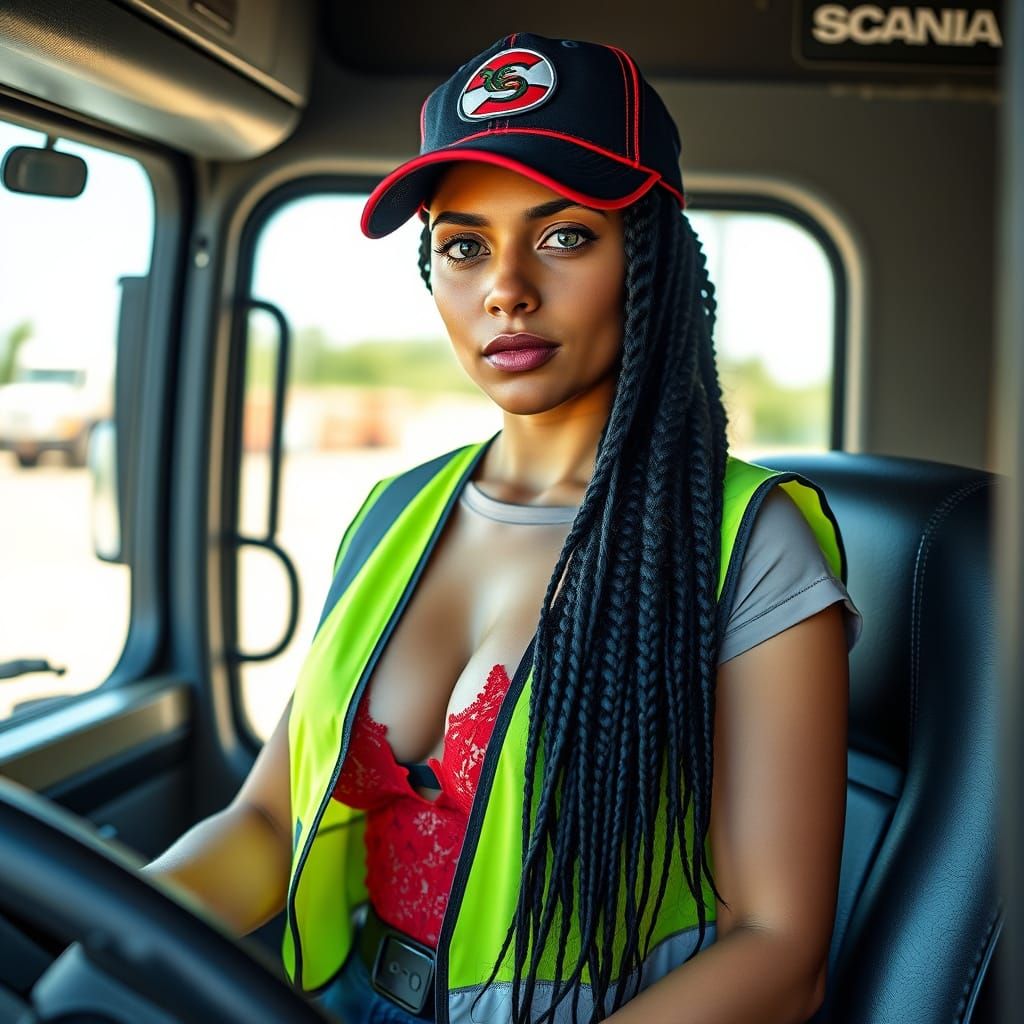 Brazilian Woman Truck Driver in Photorealistic Style