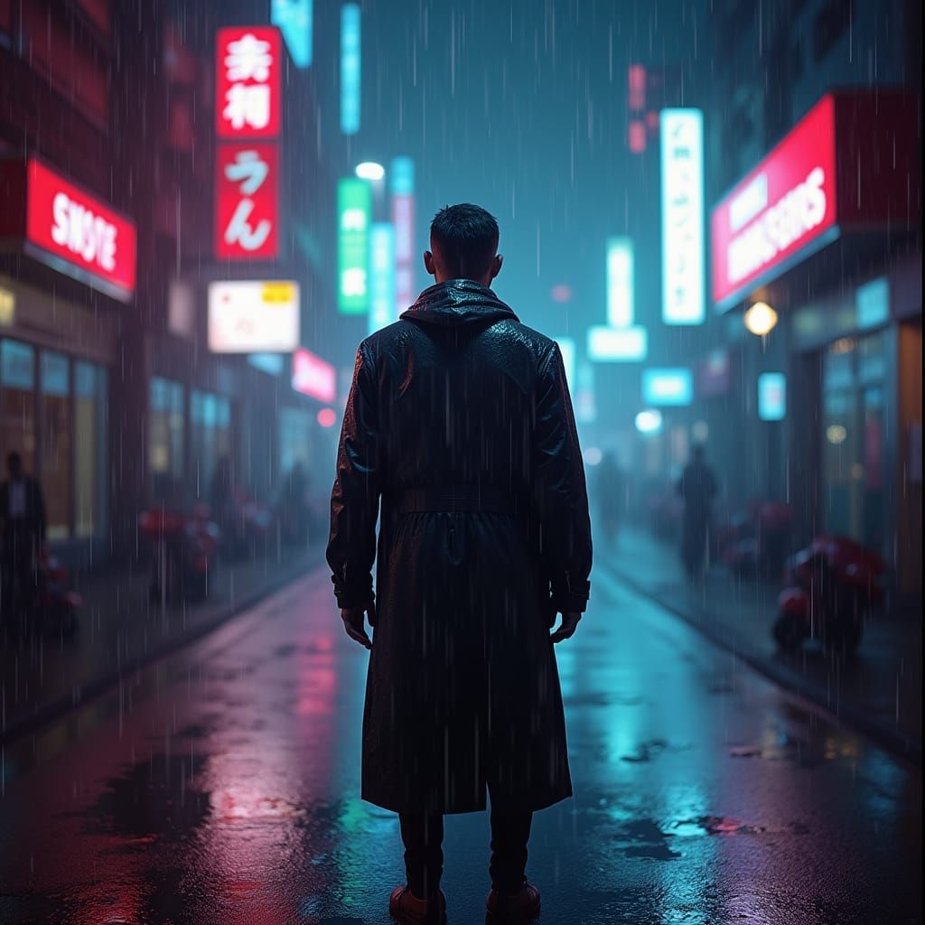 Neon Rain: Cinematic Photorealistic Urban Scene