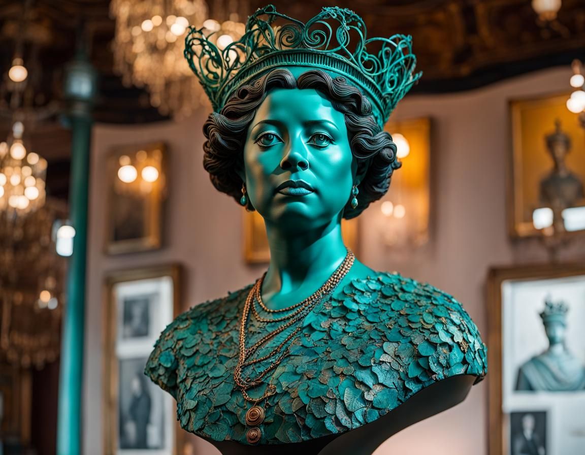 Copper Sculpture of Young Queen Elizabeth II