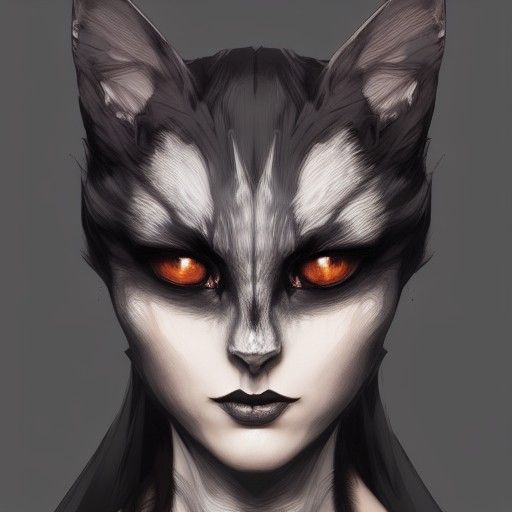 Gothic Cat Portrait in Artgerm Style