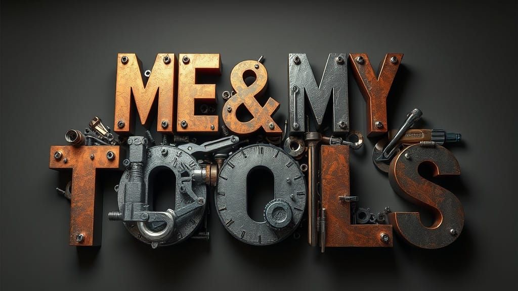 Intricate 3D Composition of Tools in Industrial Chic Style