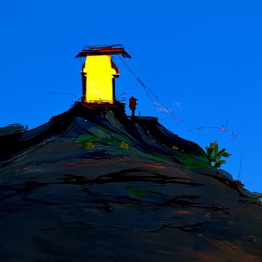 Hilltop House: Photorealistic Oil Painting in Evening Glow