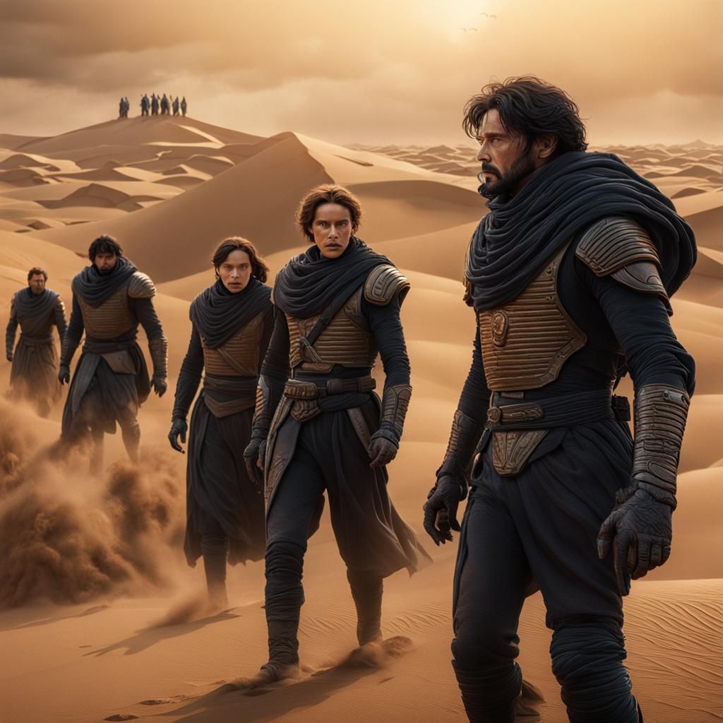 Hyperrealistic Cinematic Still from Dune Movie