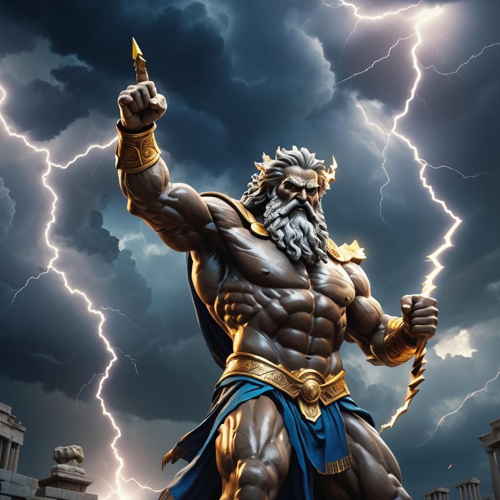 Zeus Hurls Lightning Bolt at Titan