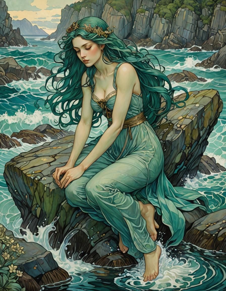 Siren and Sailor Kiss, Fantasy Art