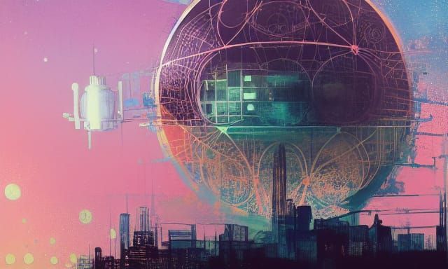 Clocktower Eye in Space: Cel-Shaded Digital Art