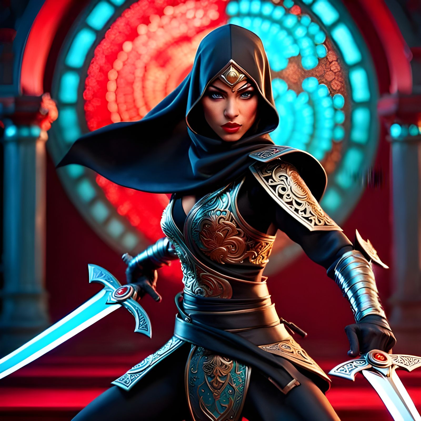 Princess Jasmine as Fighting Ninja Action Shot