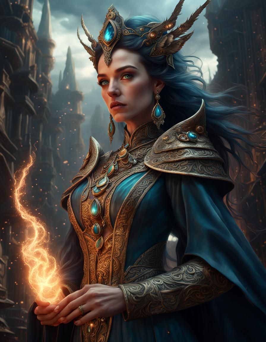 Sorceress Commander of the Elements: Digital Matte Painting