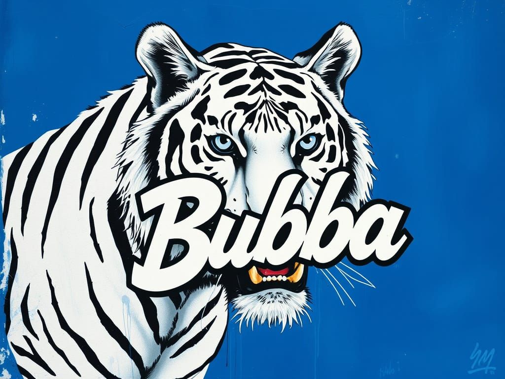 White Tiger Graffiti Art with Tribal Logo