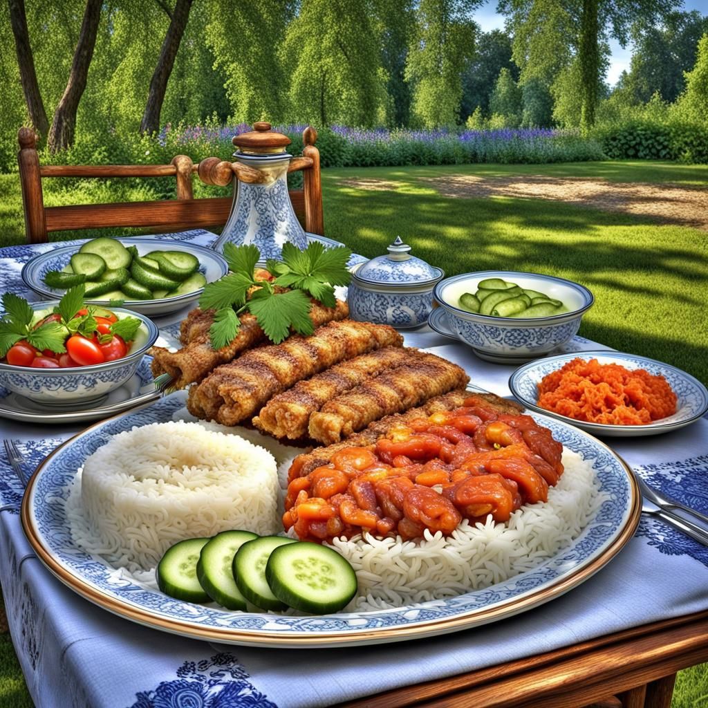 Hungarian lecsó with steamed rice