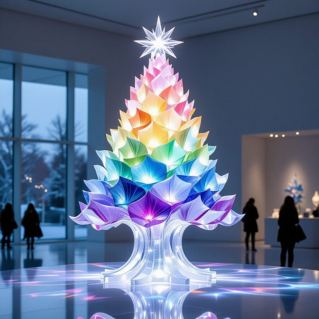 Ethereal Ice Tree Sculpture in Art Nouveau Style