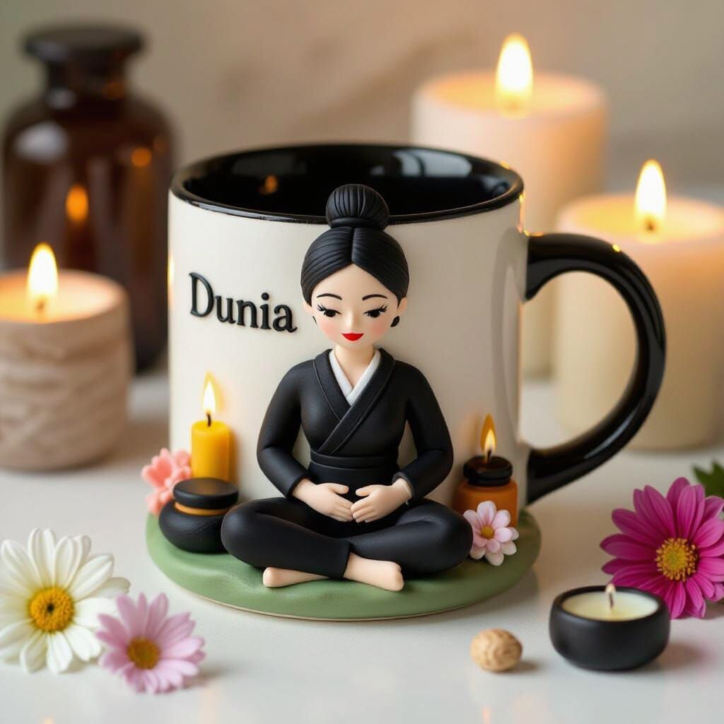 Handcrafted Mug Featuring Spa Therapist Figurine