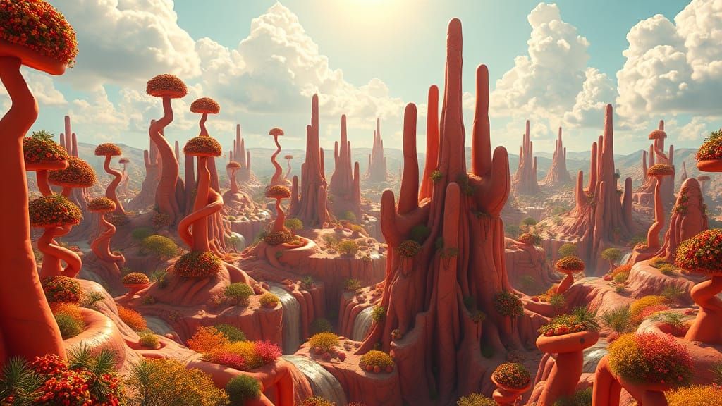 Surreal Hotdog Landscape in Dreamlike Fantasy Art